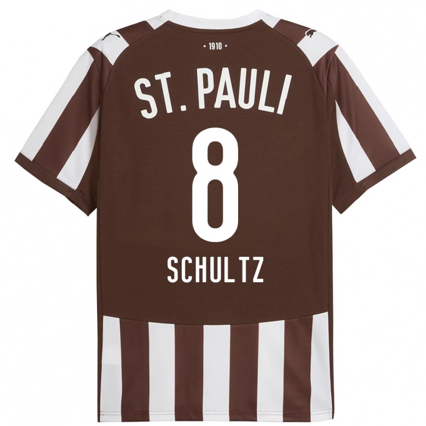Danxen Kinder Paul Schultz #8 Kaffee Weiß Heimtrikot Trikot 2025/26 T-Shirt Österreich