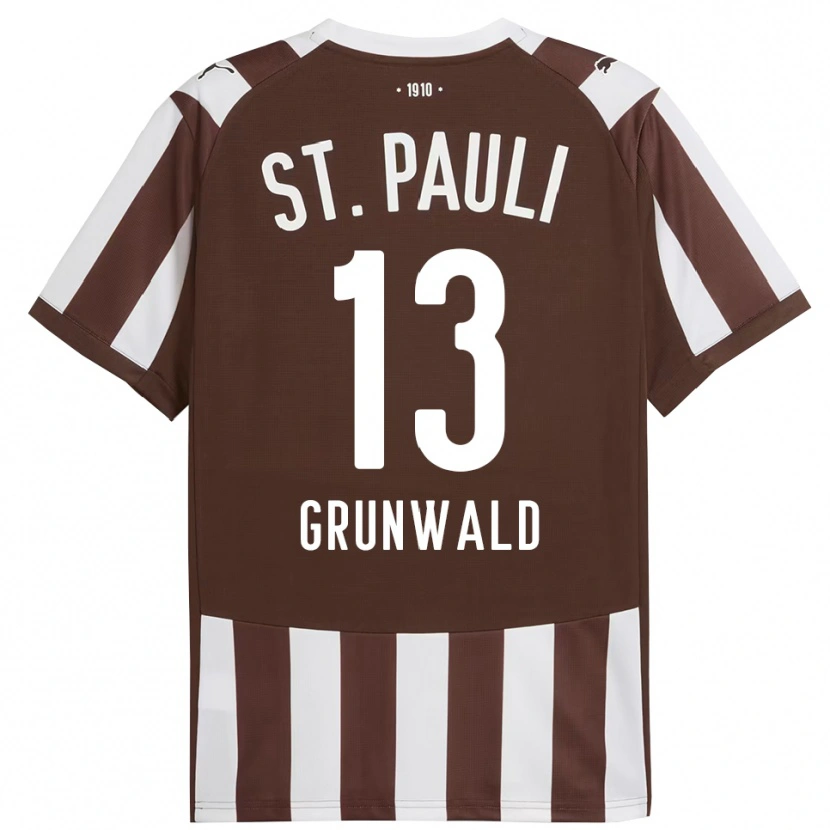 Danxen Kinder Julius Grunwald #13 Kaffee Weiß Heimtrikot Trikot 2025/26 T-Shirt Österreich