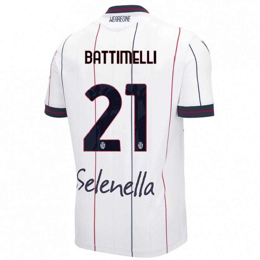 Danxen Kinder Giuseppe Battimelli #21 Weiß Königsblau Auswärtstrikot Trikot 2025/26 T-Shirt Österreich
