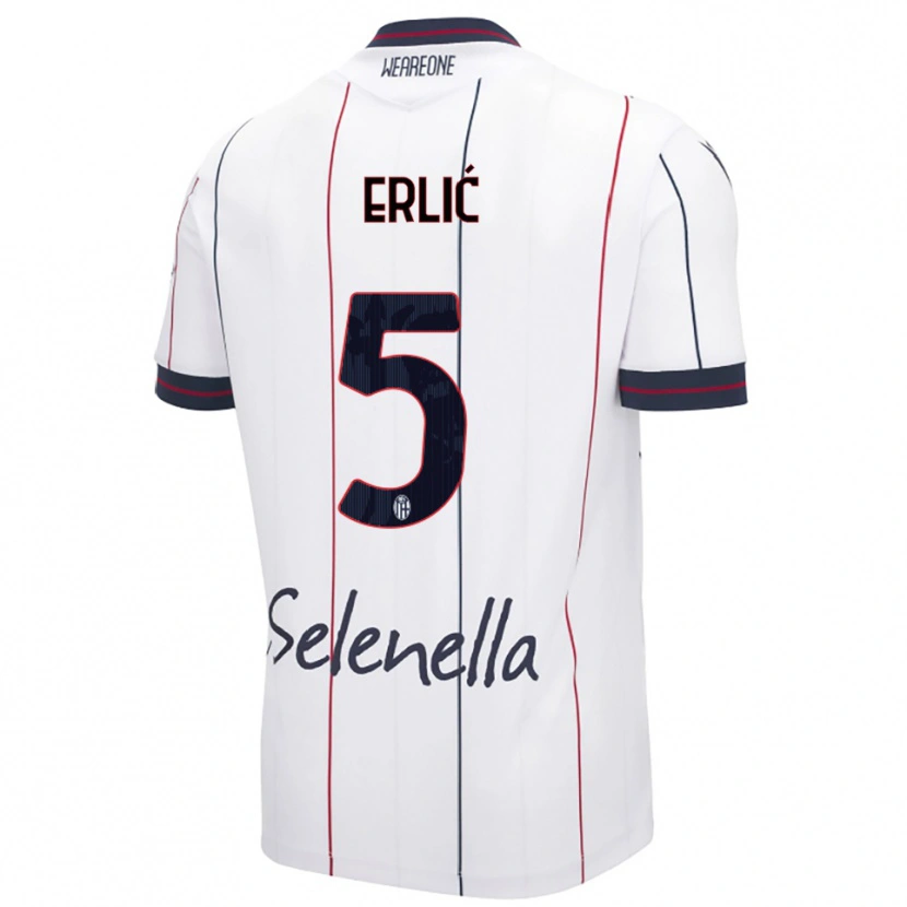 Danxen Kinder Martin Erlić #5 Weiß Königsblau Auswärtstrikot Trikot 2025/26 T-Shirt Österreich