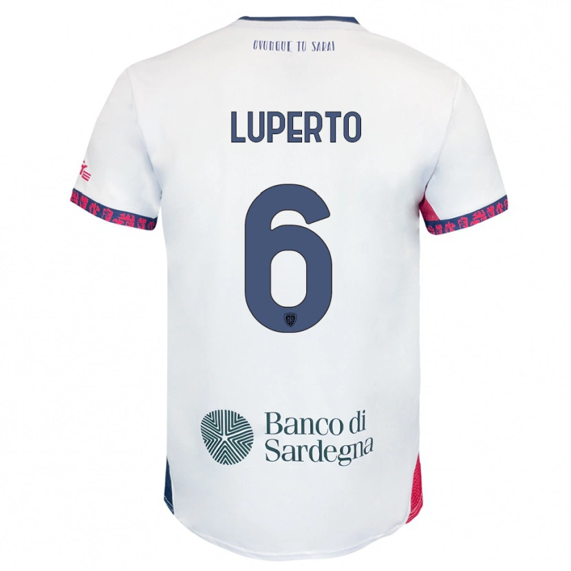 Danxen Kinder Sebastiano Luperto #6 Weiß Marineblau Rot Auswärtstrikot Trikot 2025/26 T-Shirt Österreich