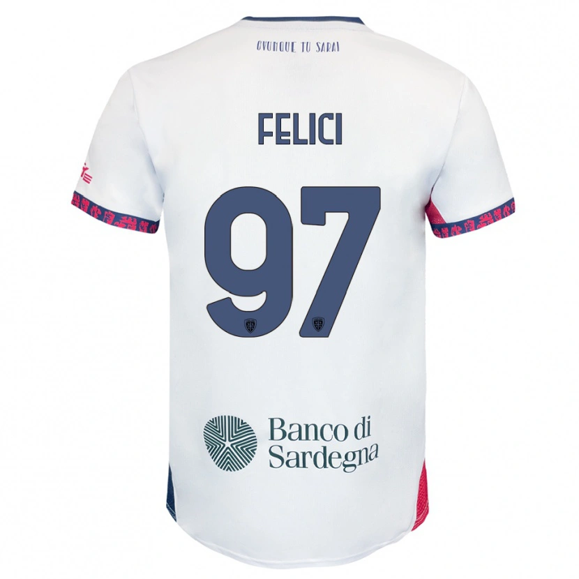 Danxen Kinder Mattia Felici #97 Weiß Marineblau Rot Auswärtstrikot Trikot 2025/26 T-Shirt Österreich