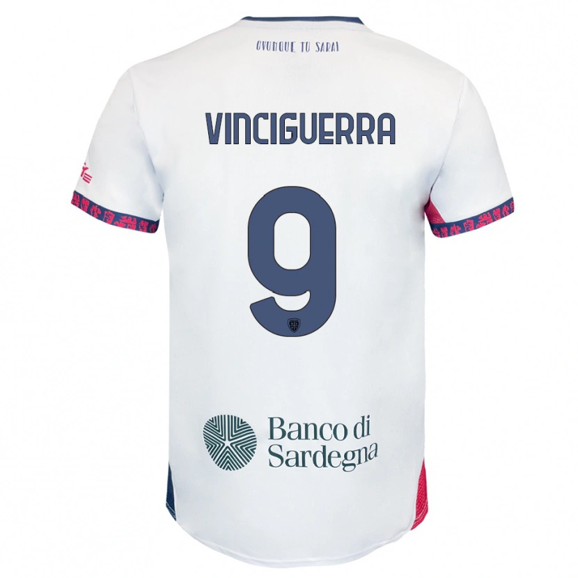 Danxen Kinder Alessandro Vinciguerra #9 Weiß Marineblau Rot Auswärtstrikot Trikot 2025/26 T-Shirt Österreich
