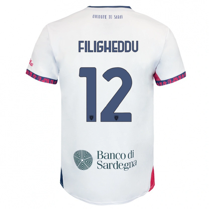 Danxen Kinder Daniele Filigheddu #12 Weiß Marineblau Rot Auswärtstrikot Trikot 2025/26 T-Shirt Österreich