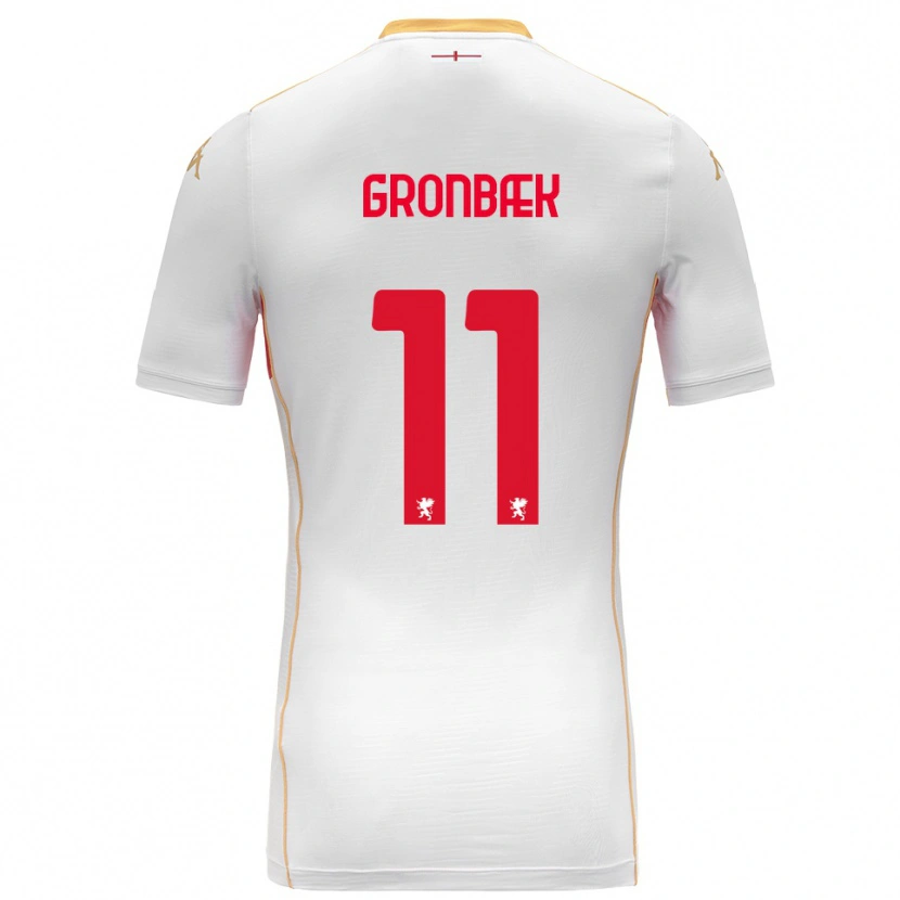 Danxen Kinder Albert Grønbæk #11 Weiß Rot Auswärtstrikot Trikot 2025/26 T-Shirt Österreich