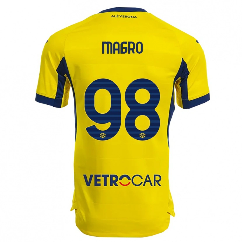 Danxen Kinder Federico Magro #98 Gelb Marineblau Auswärtstrikot Trikot 2025/26 T-Shirt Österreich