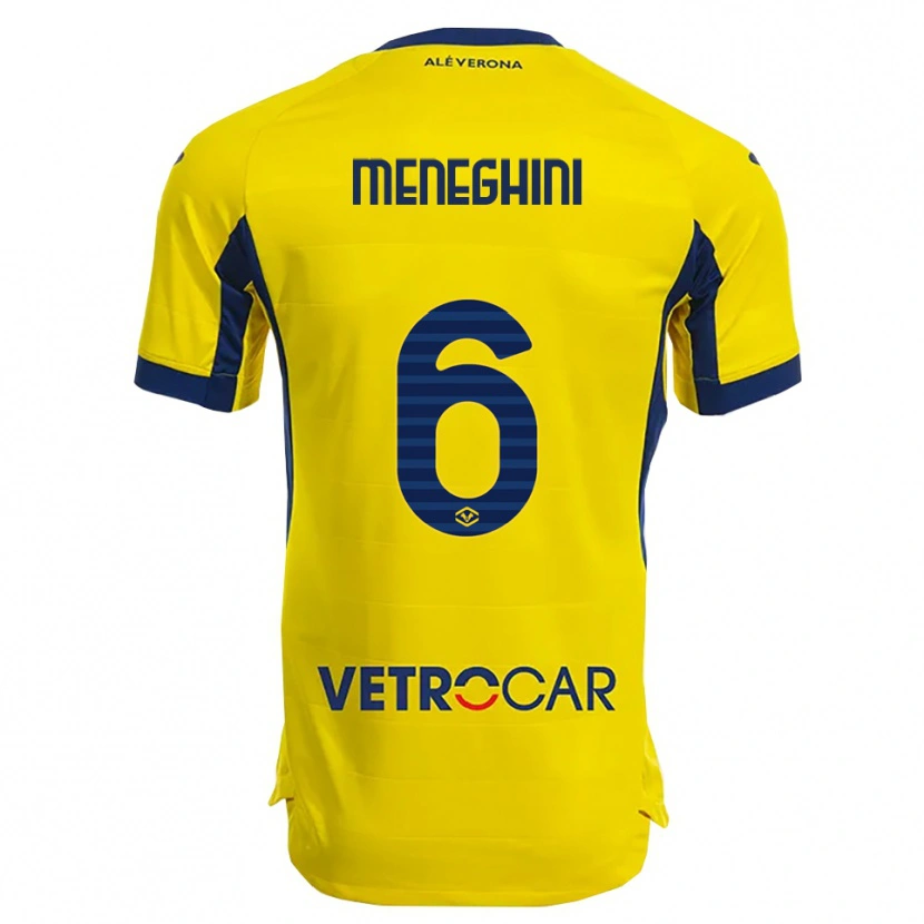 Danxen Kinder Sofia Meneghini #6 Gelb Marineblau Auswärtstrikot Trikot 2025/26 T-Shirt Österreich