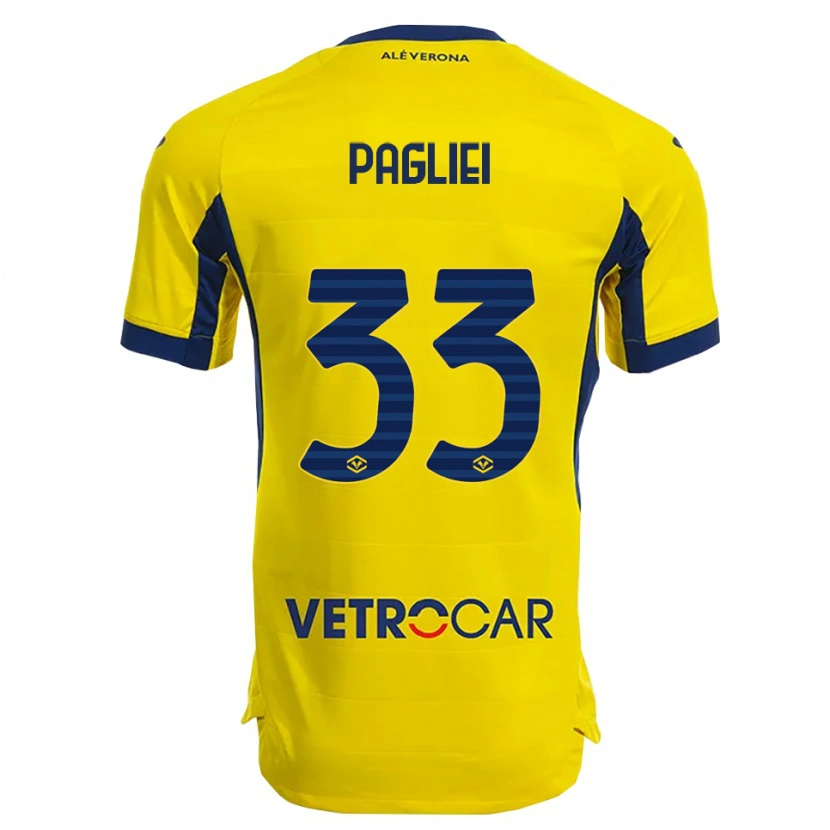 Danxen Kinder Matteo Pagliei #33 Gelb Marineblau Auswärtstrikot Trikot 2025/26 T-Shirt Österreich
