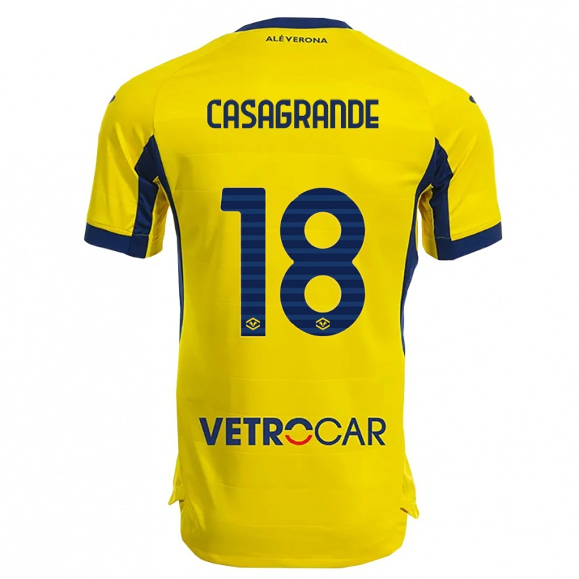 Danxen Kinder Davide Casagrande #18 Gelb Marineblau Auswärtstrikot Trikot 2025/26 T-Shirt Österreich