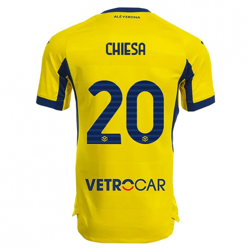 Danxen Kinder Mattia Chiesa #20 Gelb Marineblau Auswärtstrikot Trikot 2025/26 T-Shirt Österreich