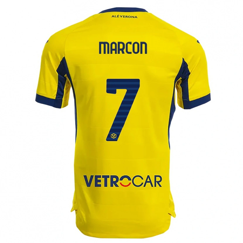 Danxen Kinder Gabriel Marcon #7 Gelb Marineblau Auswärtstrikot Trikot 2025/26 T-Shirt Österreich