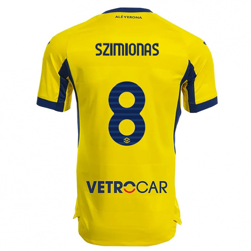 Danxen Kinder Luca Szimionaș #8 Gelb Marineblau Auswärtstrikot Trikot 2025/26 T-Shirt Österreich