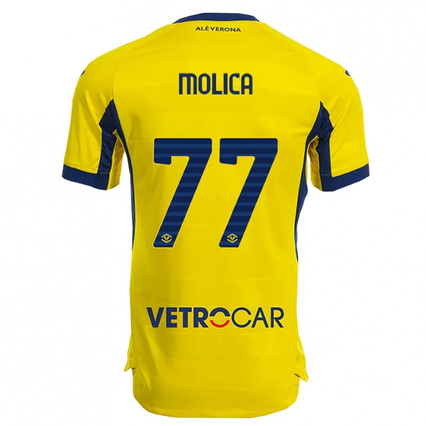 Danxen Kinder Francesco Molica #77 Gelb Marineblau Auswärtstrikot Trikot 2025/26 T-Shirt Österreich