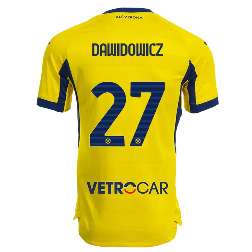 Danxen Kinder Pawel Dawidowicz #27 Gelb Marineblau Auswärtstrikot Trikot 2025/26 T-Shirt Österreich