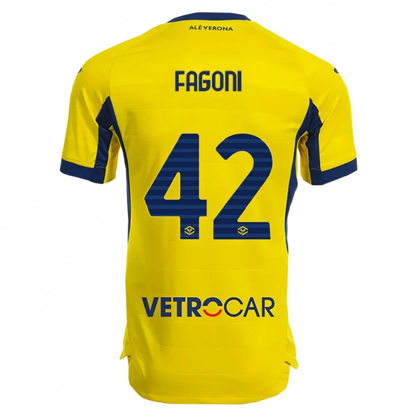 Danxen Kinder Marco Fagoni #42 Gelb Marineblau Auswärtstrikot Trikot 2025/26 T-Shirt Österreich