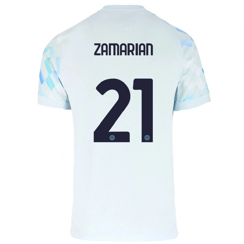 Danxen Kinder Matteo Zamarian #21 Weiß Blau Auswärtstrikot Trikot 2025/26 T-Shirt Österreich