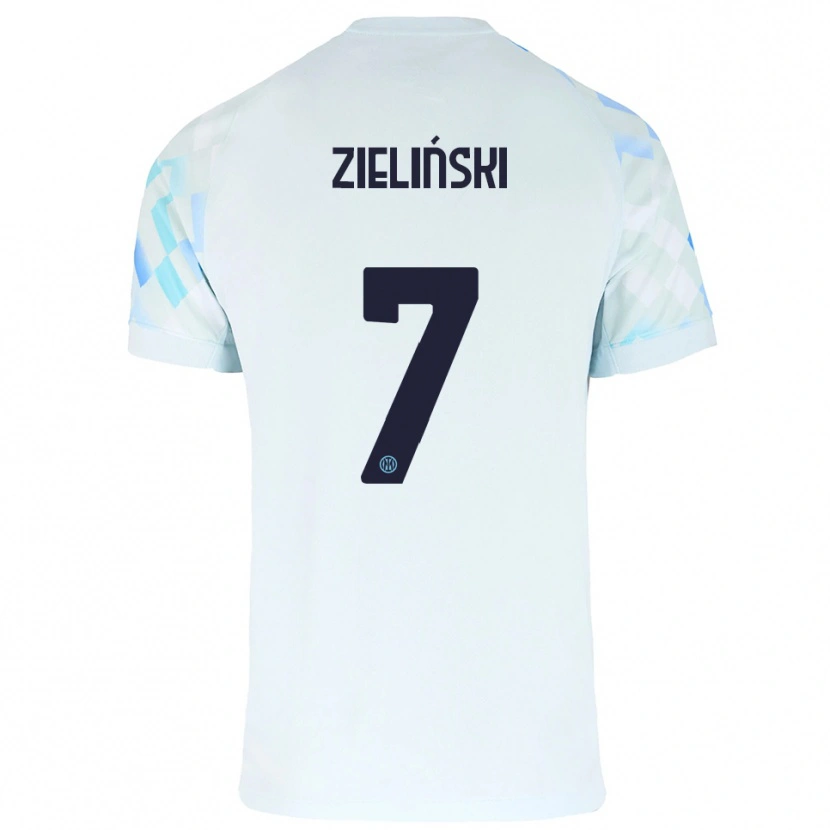 Danxen Kinder Piotr Zieliński #7 Weiß Blau Auswärtstrikot Trikot 2025/26 T-Shirt Österreich