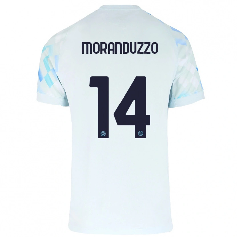 Danxen Kinder Nicolo Moranduzzo #14 Weiß Blau Auswärtstrikot Trikot 2025/26 T-Shirt Österreich