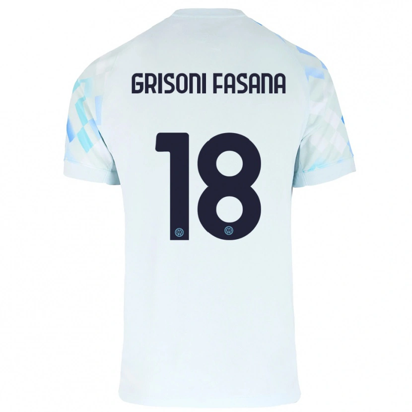 Danxen Kinder Marco Grisoni Fasana #18 Weiß Blau Auswärtstrikot Trikot 2025/26 T-Shirt Österreich