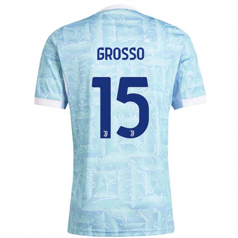 Danxen Kinder Julia Grosso #15 Himmelblau Gelb Auswärtstrikot Trikot 2025/26 T-Shirt Österreich