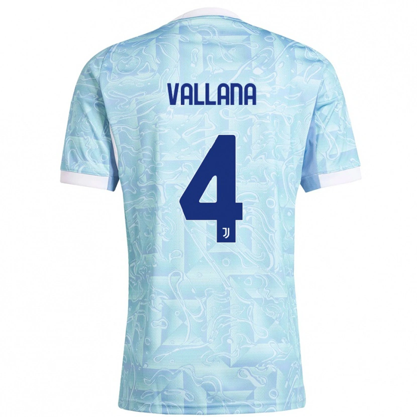 Danxen Kinder Edoardo Vallana #4 Himmelblau Gelb Auswärtstrikot Trikot 2025/26 T-Shirt Österreich