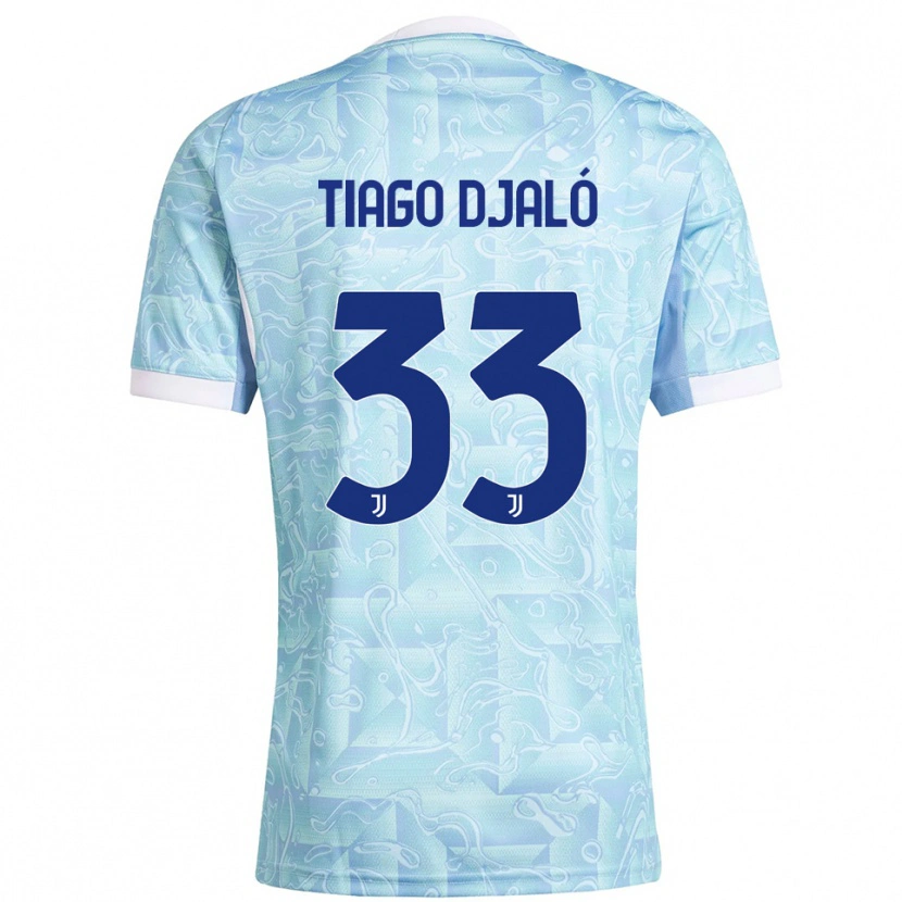 Danxen Kinder Tiago Djaló #33 Himmelblau Gelb Auswärtstrikot Trikot 2025/26 T-Shirt Österreich