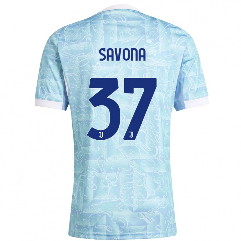 Danxen Kinder Nicolò Savona #37 Himmelblau Gelb Auswärtstrikot Trikot 2025/26 T-Shirt Österreich