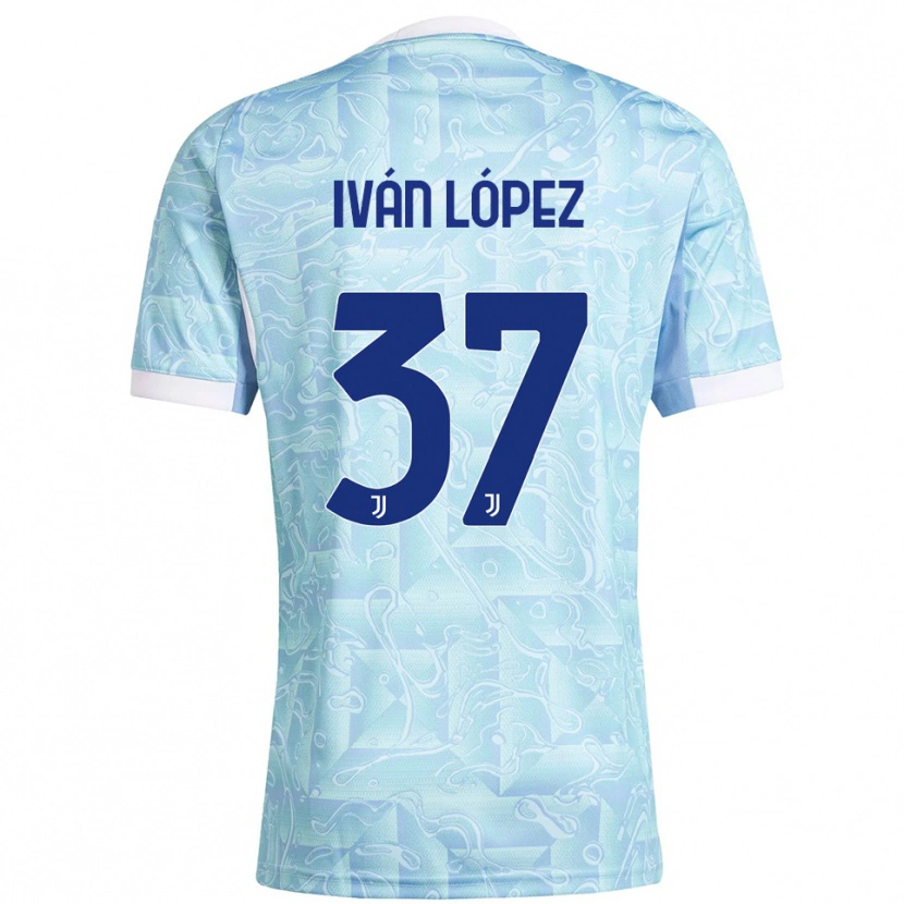 Danxen Kinder Iván López #37 Himmelblau Gelb Auswärtstrikot Trikot 2025/26 T-Shirt Österreich