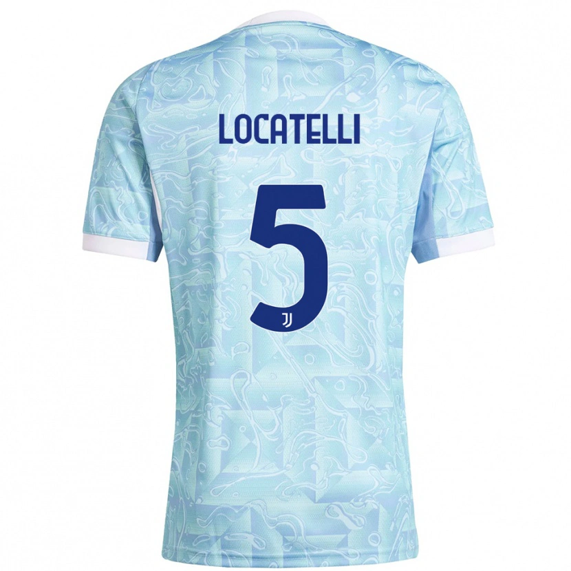 Danxen Kinder Manuel Locatelli #5 Himmelblau Gelb Auswärtstrikot Trikot 2025/26 T-Shirt Österreich
