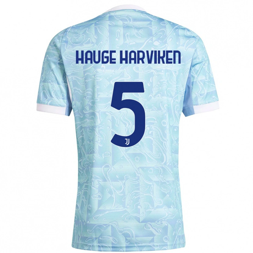 Danxen Kinder Mathilde Hauge Harviken #5 Himmelblau Gelb Auswärtstrikot Trikot 2025/26 T-Shirt Österreich