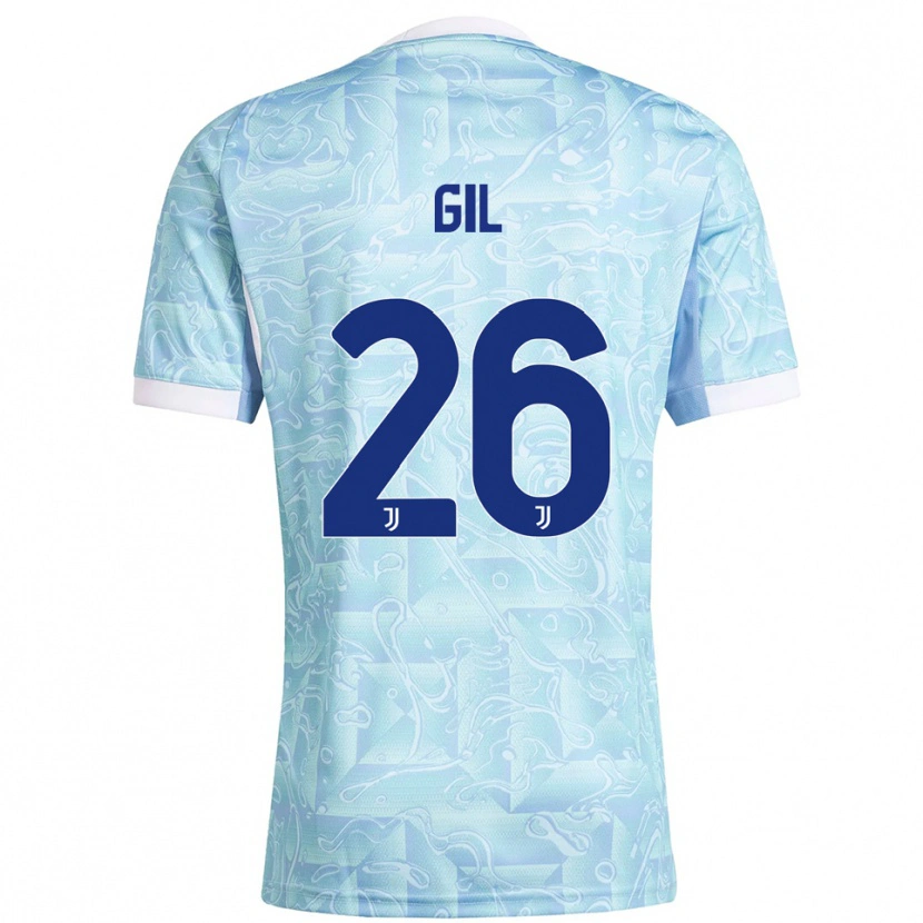 Danxen Kinder Javier Gil #26 Himmelblau Gelb Auswärtstrikot Trikot 2025/26 T-Shirt Österreich