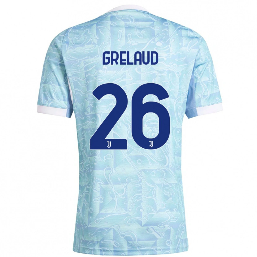 Danxen Kinder Josue Grelaud #26 Himmelblau Gelb Auswärtstrikot Trikot 2025/26 T-Shirt Österreich