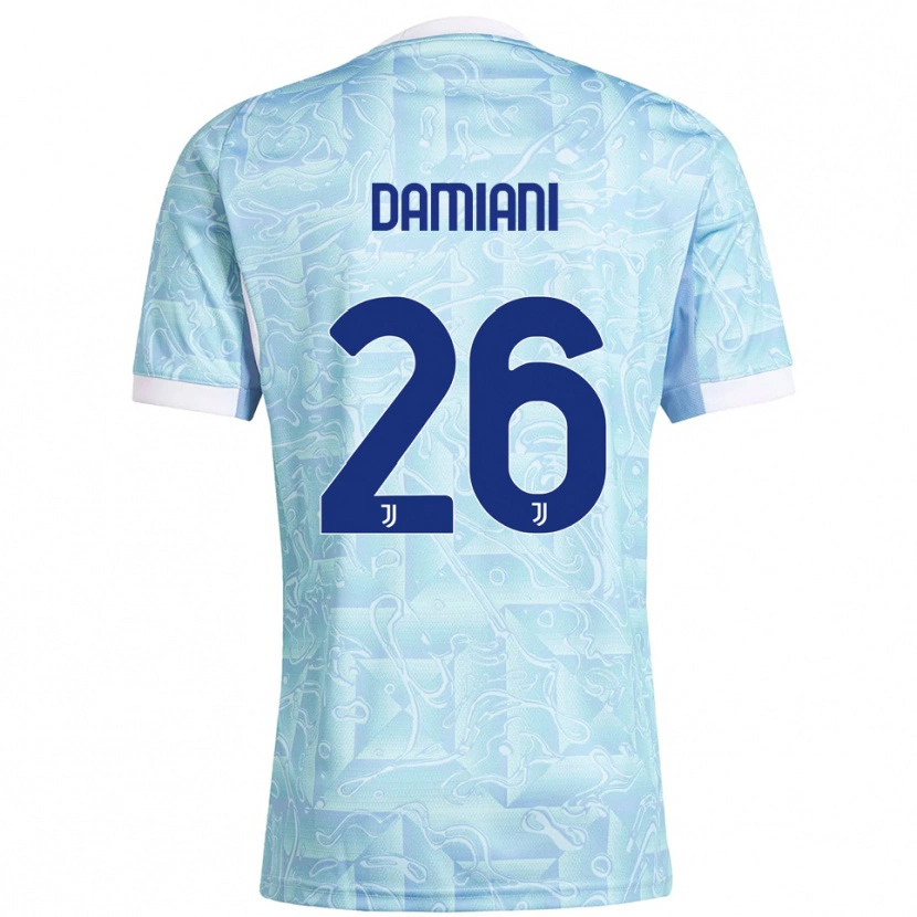Danxen Kinder Samuele Damiani #26 Himmelblau Gelb Auswärtstrikot Trikot 2025/26 T-Shirt Österreich