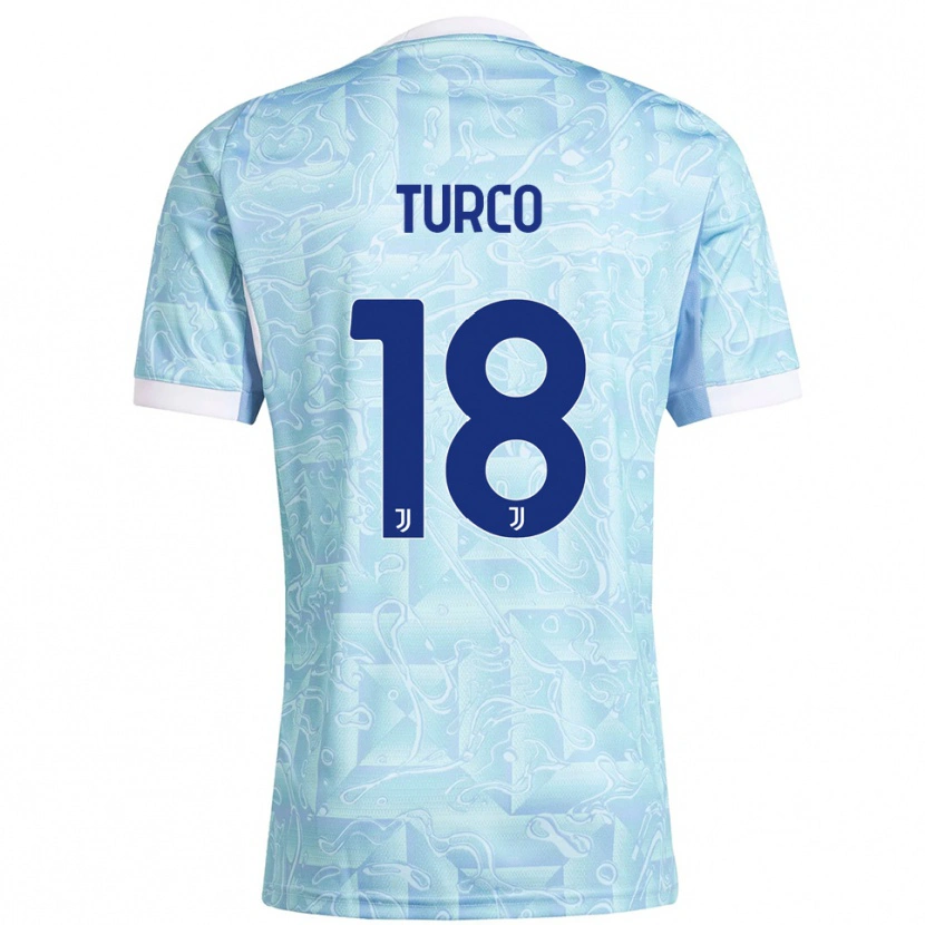 Danxen Kinder Nicolo Turco #18 Himmelblau Gelb Auswärtstrikot Trikot 2025/26 T-Shirt Österreich