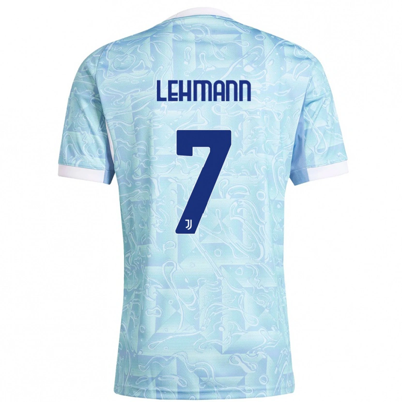 Danxen Kinder Alisha Lehmann #7 Himmelblau Gelb Auswärtstrikot Trikot 2025/26 T-Shirt Österreich