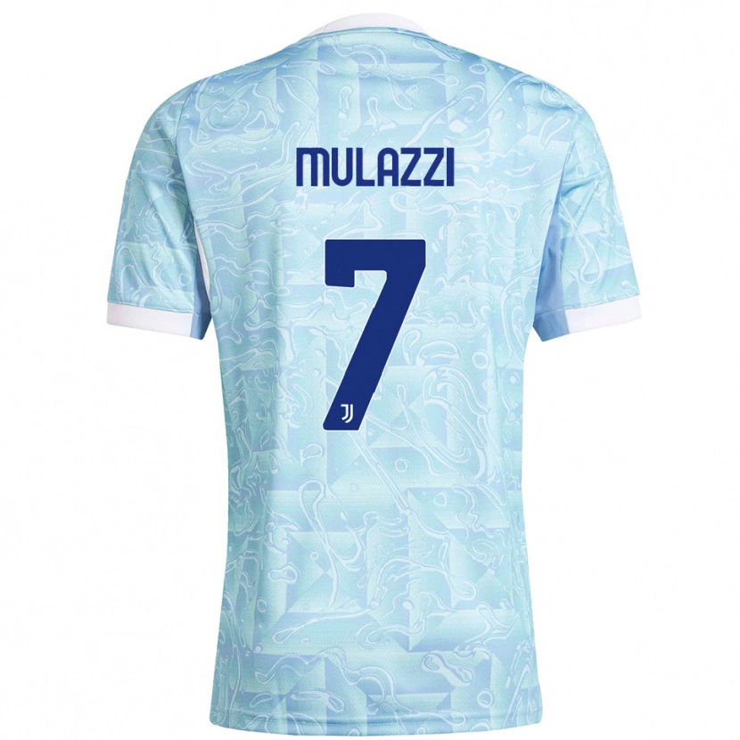 Danxen Kinder Gabriele Mulazzi #7 Himmelblau Gelb Auswärtstrikot Trikot 2025/26 T-Shirt Österreich