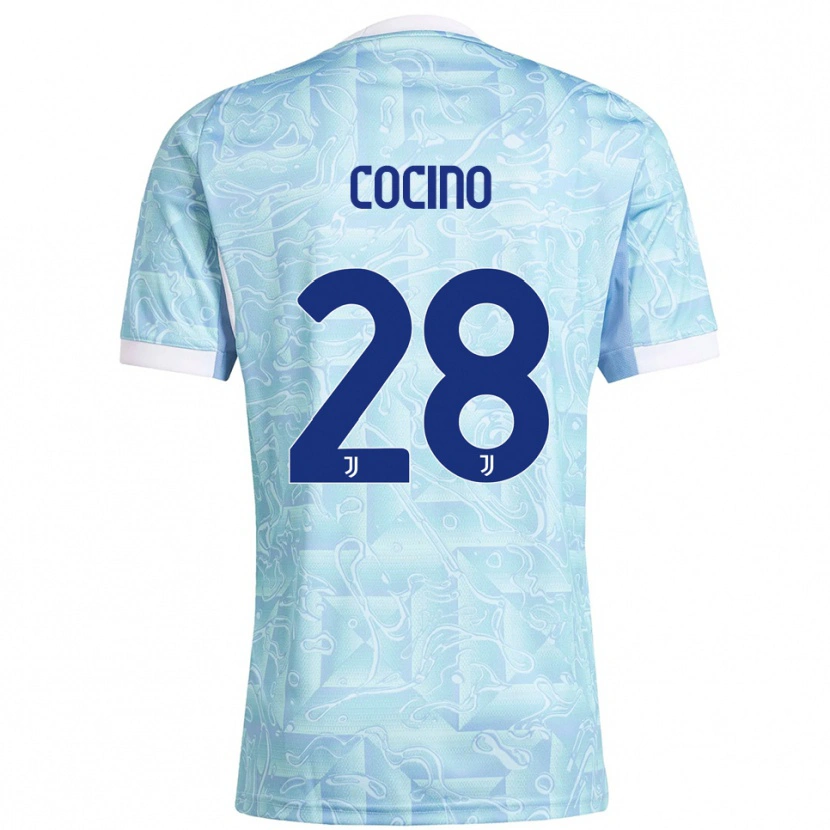 Danxen Kinder Martina Cocino #28 Himmelblau Gelb Auswärtstrikot Trikot 2025/26 T-Shirt Österreich