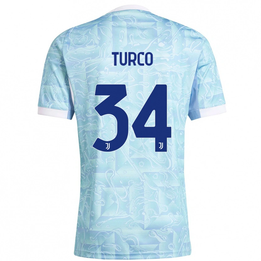 Danxen Kinder Stefano Turco #34 Himmelblau Gelb Auswärtstrikot Trikot 2025/26 T-Shirt Österreich