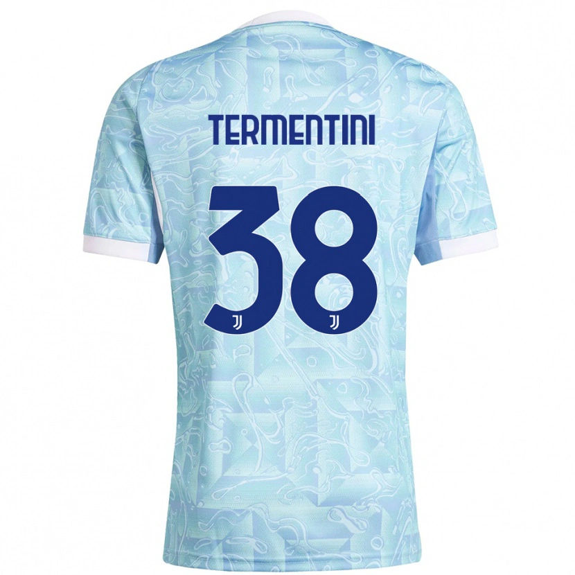 Danxen Kinder Giorgia Termentini #38 Himmelblau Gelb Auswärtstrikot Trikot 2025/26 T-Shirt Österreich