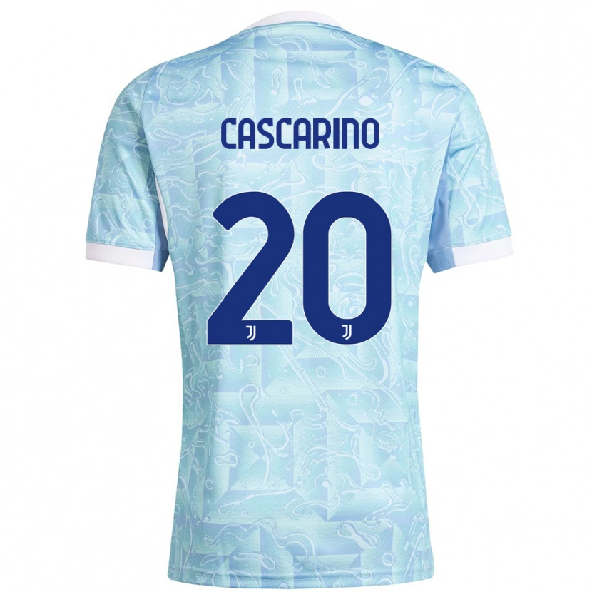 Danxen Kinder Estelle Cascarino #20 Himmelblau Gelb Auswärtstrikot Trikot 2025/26 T-Shirt Österreich