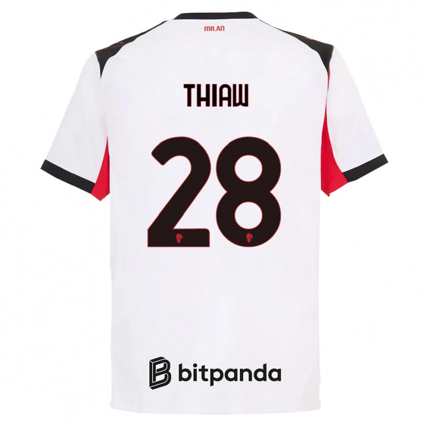 Danxen Kinder Malick Thiaw #28 Weiß Schwarz Auswärtstrikot Trikot 2025/26 T-Shirt Österreich