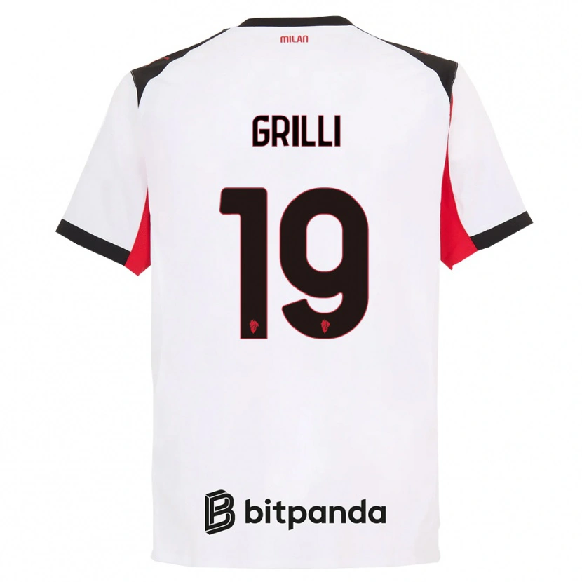 Danxen Kinder Lorenzo Grilli #19 Weiß Schwarz Auswärtstrikot Trikot 2025/26 T-Shirt Österreich