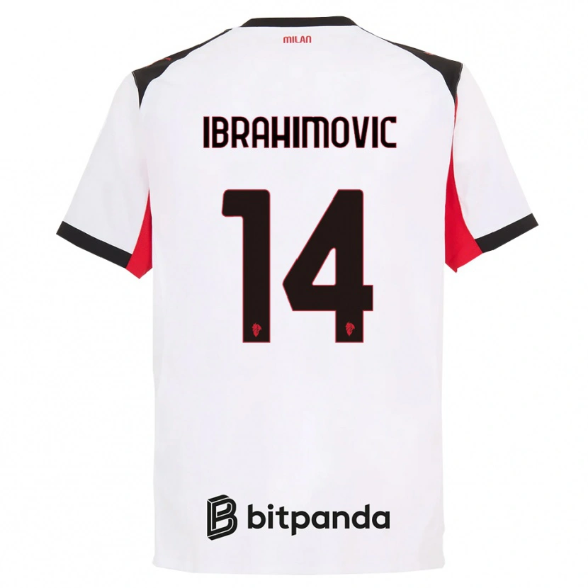 Danxen Kinder Vincent Ibrahimović #14 Weiß Schwarz Auswärtstrikot Trikot 2025/26 T-Shirt Österreich