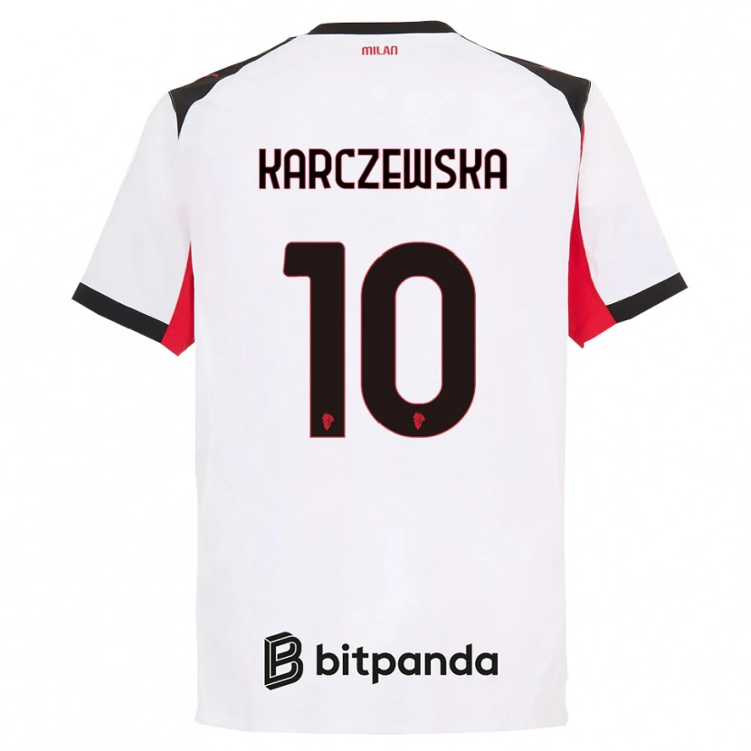 Danxen Kinder Nikola Karczewska #10 Weiß Schwarz Auswärtstrikot Trikot 2025/26 T-Shirt Österreich