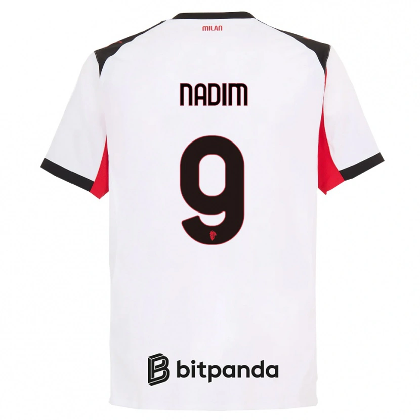 Danxen Kinder Nadia Nadim #9 Weiß Schwarz Auswärtstrikot Trikot 2025/26 T-Shirt Österreich