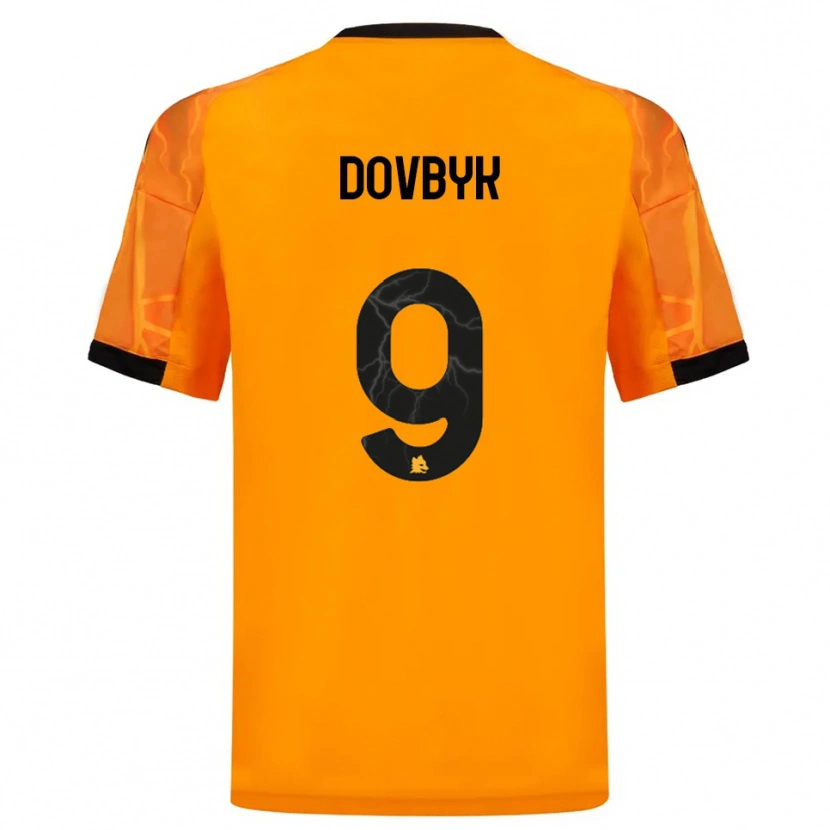 Danxen Kinder Artem Dovbyk #9 Orange Schwarz Auswärtstrikot Trikot 2025/26 T-Shirt Österreich