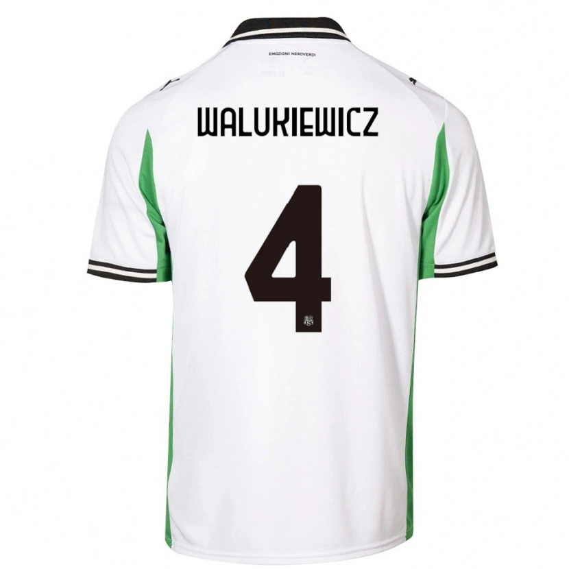 Danxen Kinder Sebastian Walukiewicz #4 Weiß Grün Schwarz Auswärtstrikot Trikot 2025/26 T-Shirt Österreich