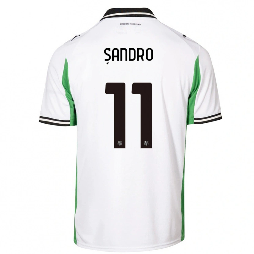Danxen Kinder Denis Șandro #11 Weiß Grün Schwarz Auswärtstrikot Trikot 2025/26 T-Shirt Österreich