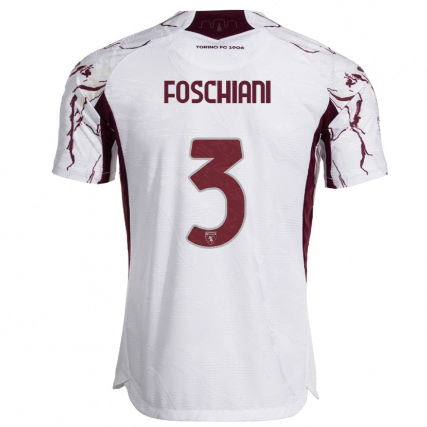 Danxen Kinder Francesco Foschiani #3 Weiß Burgunderrot Auswärtstrikot Trikot 2025/26 T-Shirt Österreich