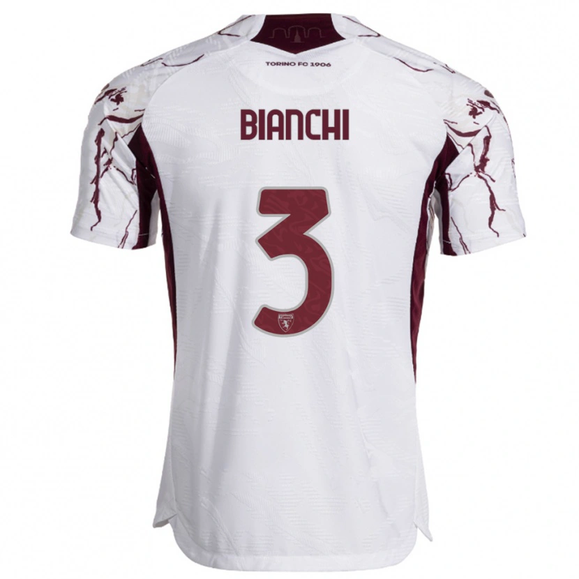 Danxen Kinder Riccardo Bianchi #3 Weiß Burgunderrot Auswärtstrikot Trikot 2025/26 T-Shirt Österreich